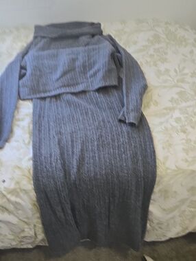 Ribbed Knit Long Sweater Dress in Charcoal Gray